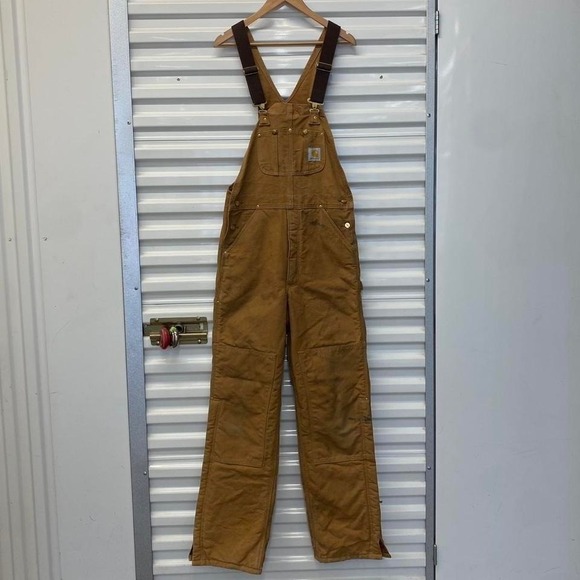 Carhartt Pants - Vintage Carhartt Double Knees Overalls Canvas Tan Workwear 2000s Size 32